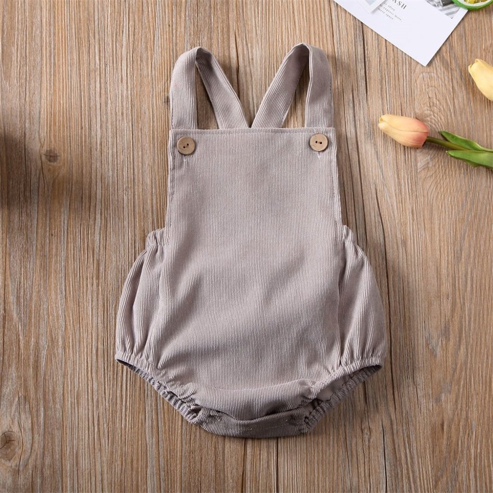 Grey Corduroy Baby Romper